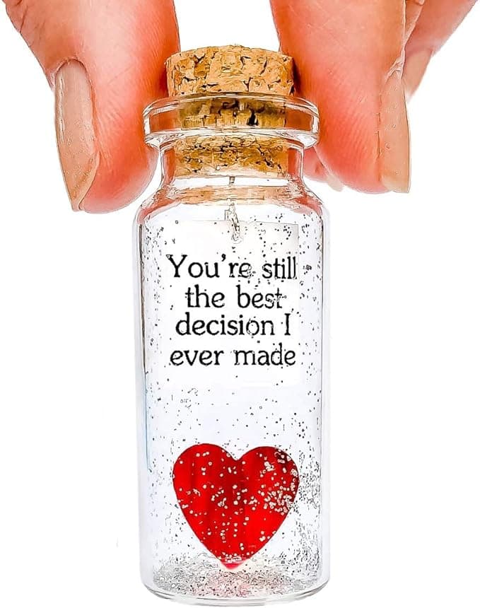 Anniversary Present for Her & Him, Romantic Gift to Boyfriend & Girlfriend, Message in Bottle I Love You Gifts Wife Husband (Heart - You're Still the Best Decision I Ever Made, Gift Bottle) - Image 1