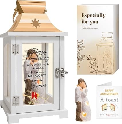 Wedding Anniversary Lantern Gift for Couple Wife Women Her Husband, Best Anniversary Wedding Gift for Couple Wife Parents 1st, 5th, 25th, 50th - Image 1