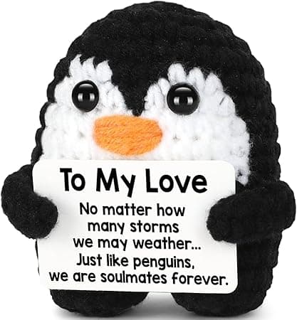 Gifts for Him Her Boyfriend Girlfriend, To My Love Handmade Crochet Penguin Present, Wedding Anniversary Birthday Gift for Women Men, Romantic Christmas I Love You Gift for Couples Wife Husband - Image 1