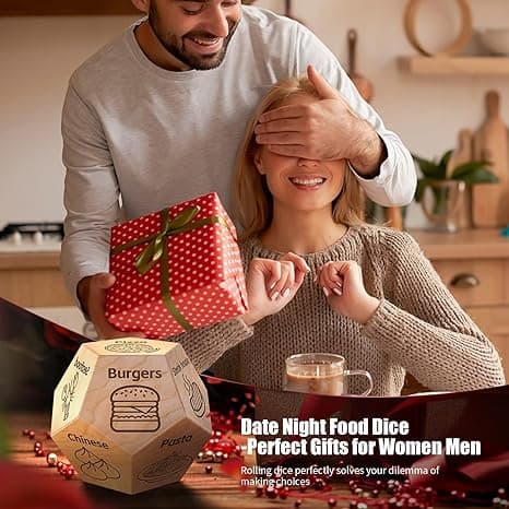Food Dice Stocking Stuffers for Men Women Kids Adults Date Night Dice Couples Gifts for Him Her Anniversary Christmas Birthday Wedding Gifts for Men Women Him Her Boyfriend Girlfriend Husband - Image 1