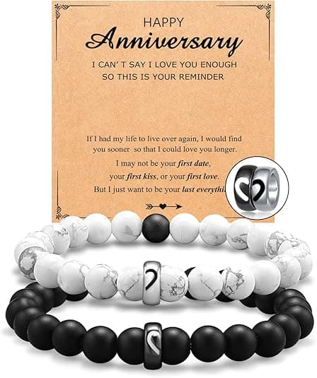 UNGENT THEM Matching Couple Ring Bracelets for Boyfriend Girlfriend Husband Wife Valentines Anniversary Birthday Engagement Gifts - Image 1