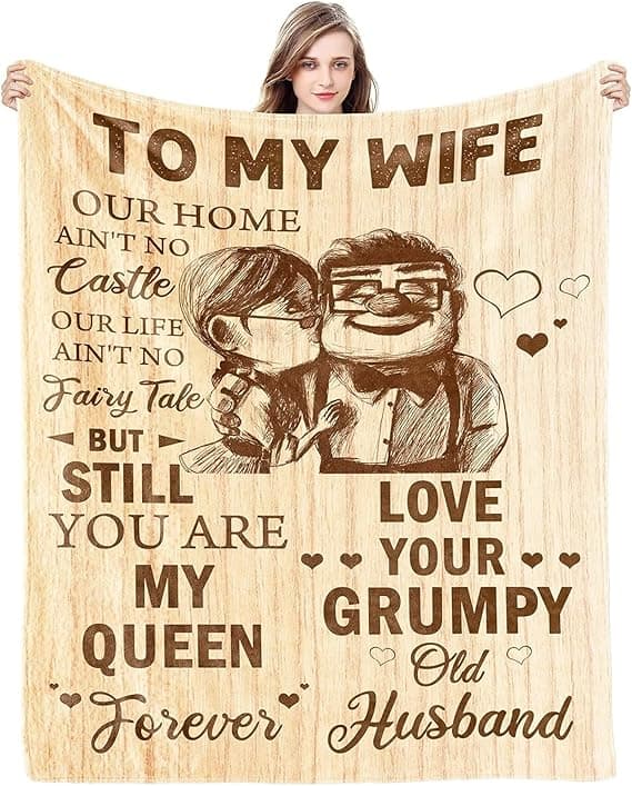 CENSIHER Gift for Wife from Husband to My Wife Blanket Wedding Anniversary Romantic Gifts for Women Birthday Christmas Valentine's Mother's Day Healing Thoughts Blanket Presents for Her - Image 1